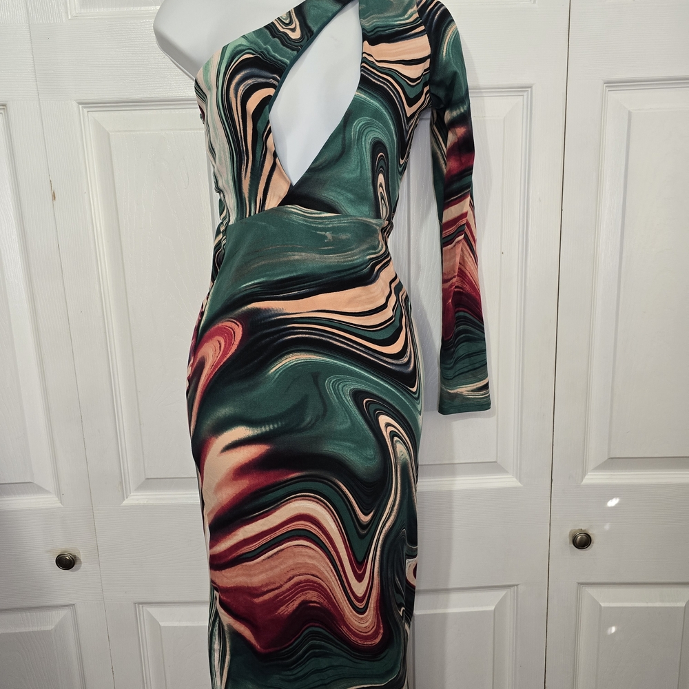 Elegant Multicolor One-Shoulder Dress